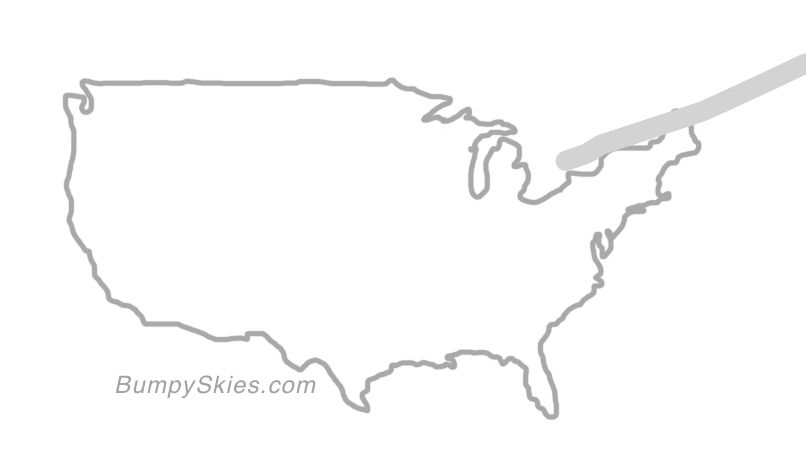 Map of continental US with illustrated flight path and turbulence forecast (described in text below)