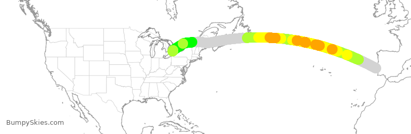 Turbulence forecast map for ACA811, LIS to YYZ