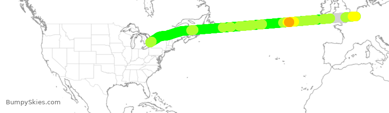Turbulence forecast map for ACA827, BRU to YYZ
