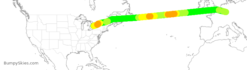 Turbulence forecast map for ACA842, YYZ to FRA