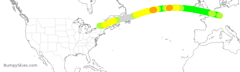 Turbulence forecast map for ACA844, YUL to FRA