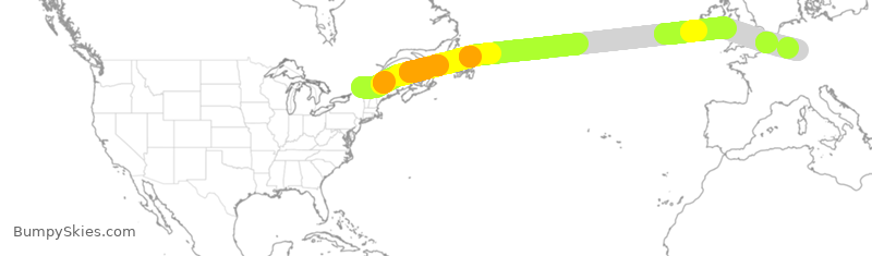 Turbulence forecast map for ACA846, YUL to FRA