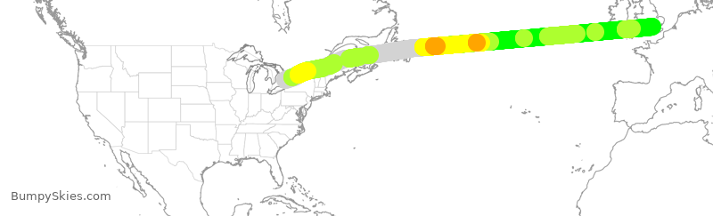 Turbulence forecast map for ACA856, YYZ to LHR