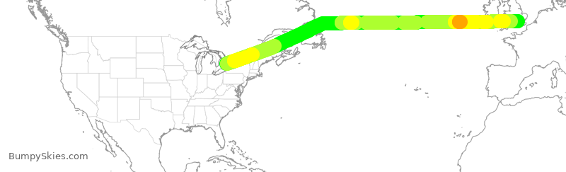 Turbulence forecast map for ACA858, YYZ to GLL