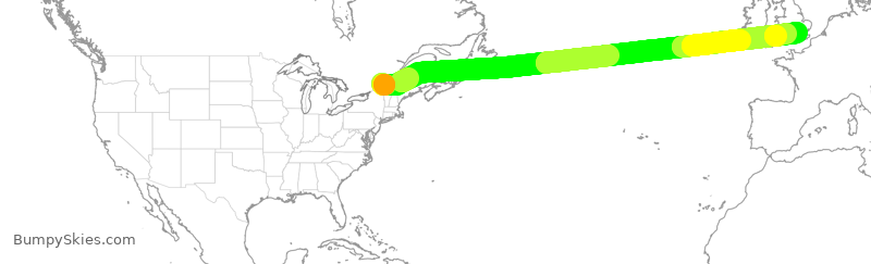 Turbulence forecast map for ACA864, YUL to GLL