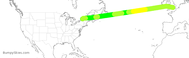 Turbulence forecast map for ACA865, LHR to YUL