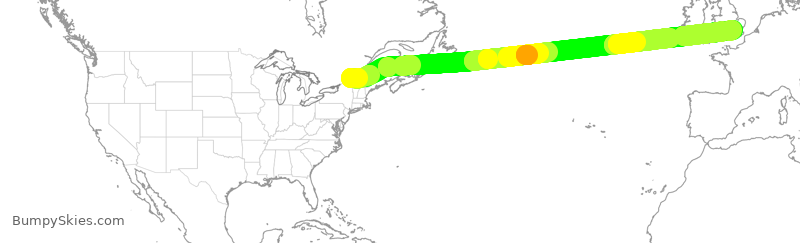 Turbulence forecast map for ACA866, YUL to LHR