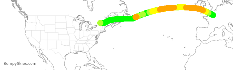 Turbulence forecast map for ACA874, YUL to CDG