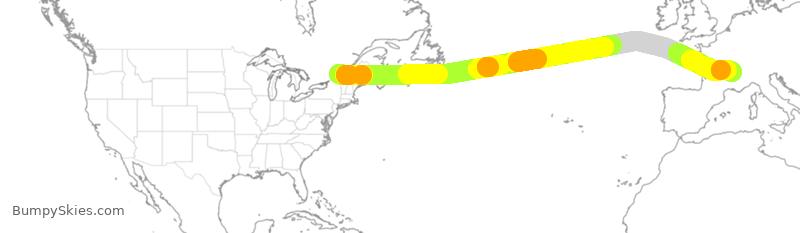 Turbulence forecast map for ACA876, YUL to LYS
