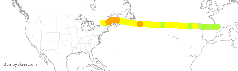 Turbulence forecast map for ACA878, YUL to TLS