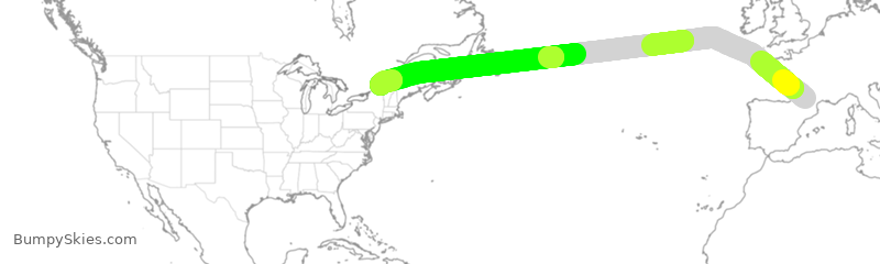 Turbulence forecast map for ACA879, FBO to YUL