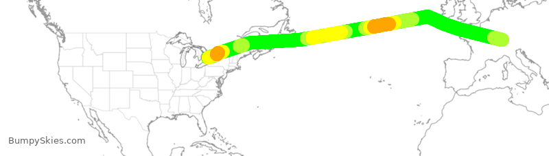 Turbulence forecast map for ACA880, YYZ to ZRH