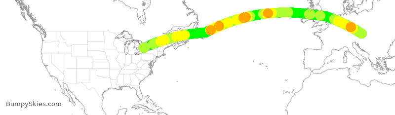 Turbulence forecast map for ACA886, YYZ to VIE