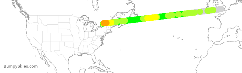 Turbulence forecast map for ACA889, LHR to YOW