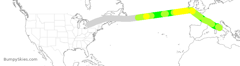 Turbulence forecast map for ACA890, YYZ to IRF