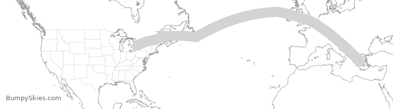 Turbulence forecast map for ACA896, YYZ to ATH