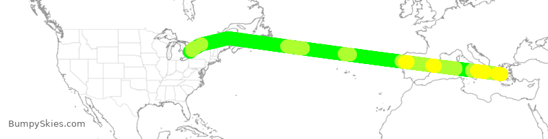 Turbulence forecast map for ACA897, GAV to YYZ
