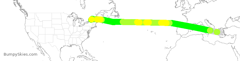 Turbulence forecast map for ACA899, GAV to YUL