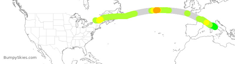 Turbulence forecast map for ACA904, YUL to FCO