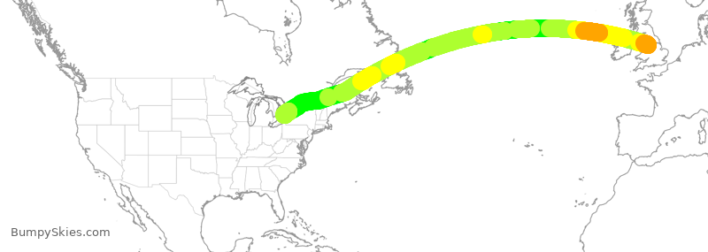 Turbulence forecast map for ACA909, MAN to YYZ
