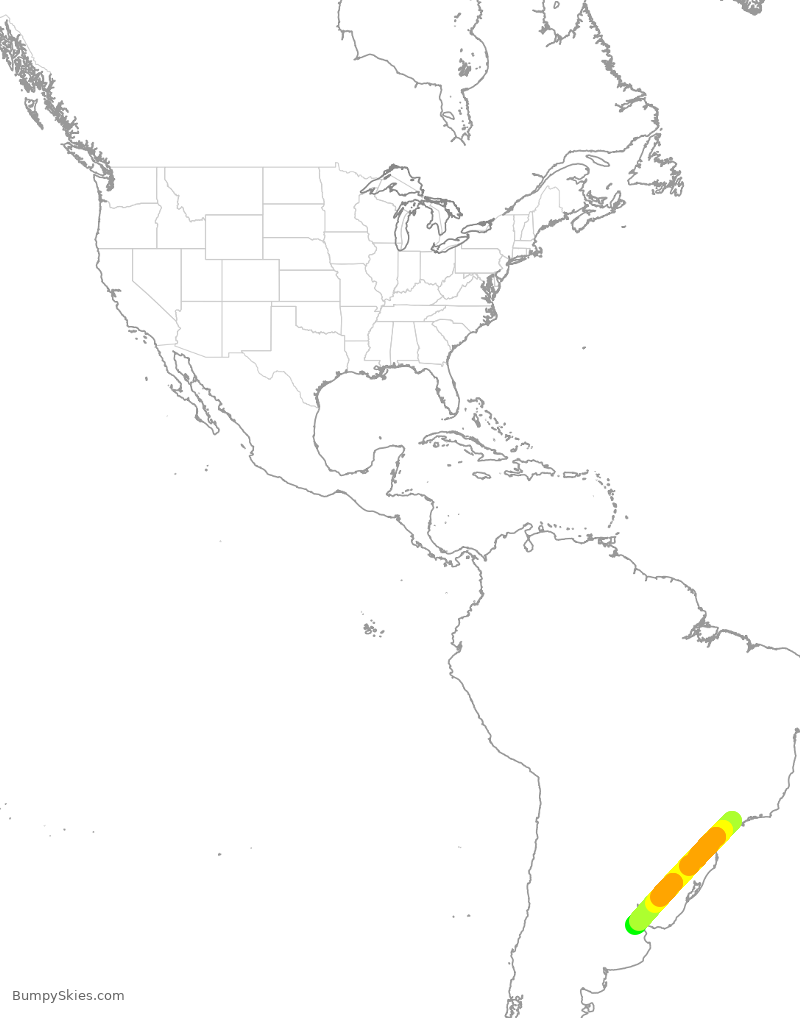 Turbulence forecast map for ACA90, GRU to EZE