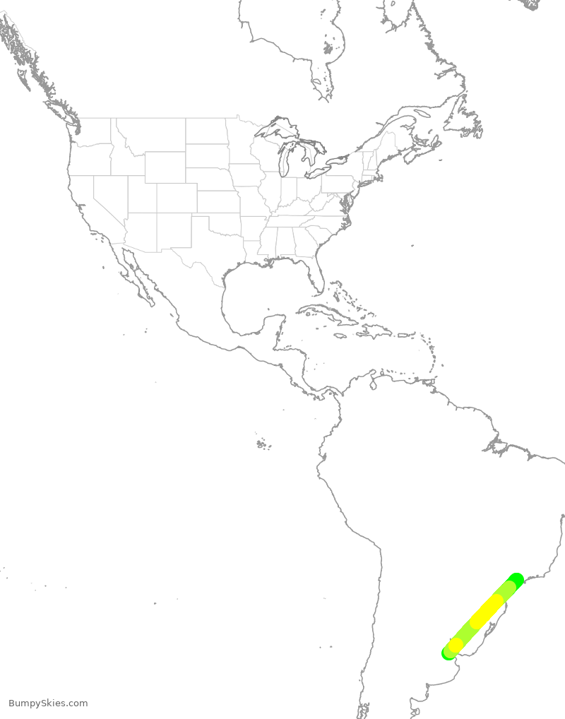 Turbulence forecast map for ACA91, AEZ to BGR