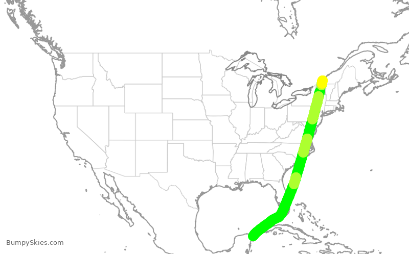Turbulence forecast map for ACA922, YUL to MUN