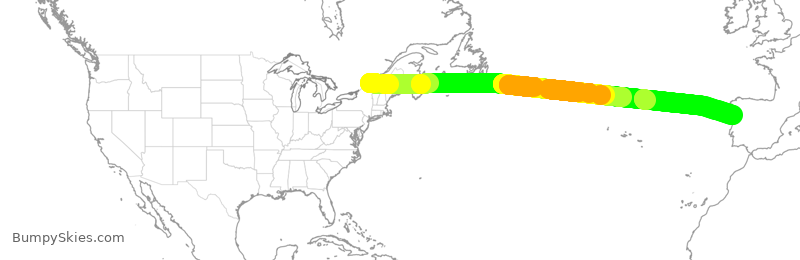Turbulence forecast map for ACA928, YUL to OPO