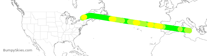 Turbulence forecast map for ACA933, CTA to YUL