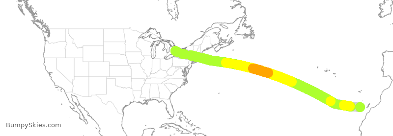 Turbulence forecast map for ACA954, YYZ to TFS