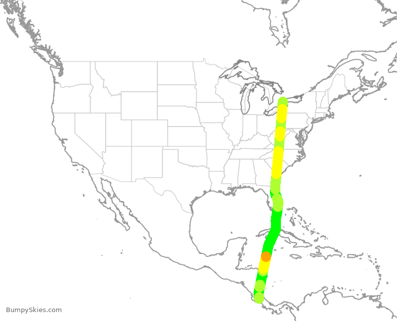 Turbulence forecast map for ACA957, YYZ to ROC