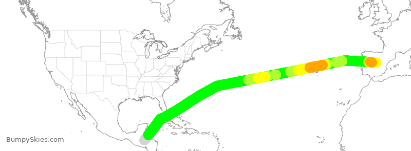 Turbulence forecast map for AEA016, SAP to MAD