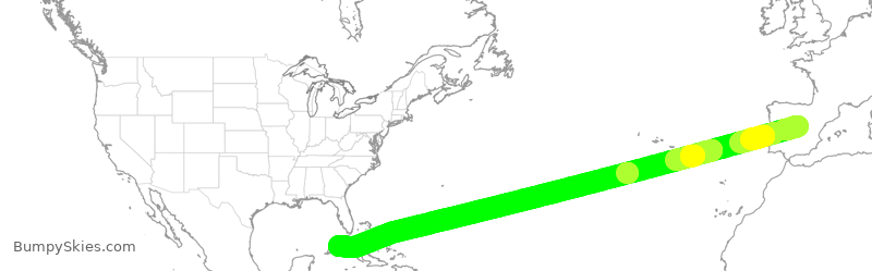 Turbulence forecast map for AEA051, MAD to HAV