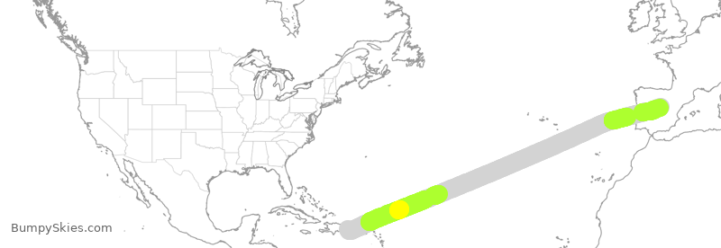 Turbulence forecast map for AEA052, PUJ to MAD