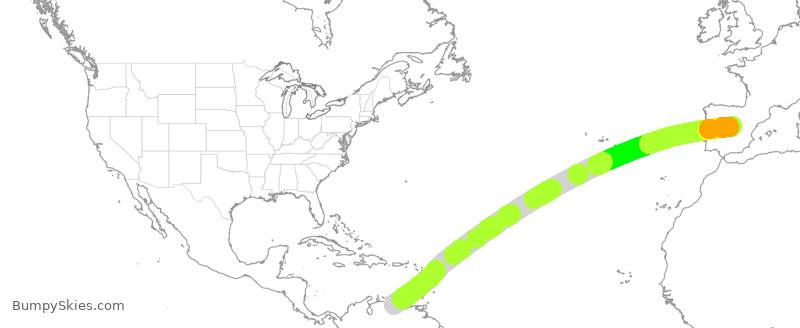 Turbulence forecast map for AEA072, CCS to MAD
