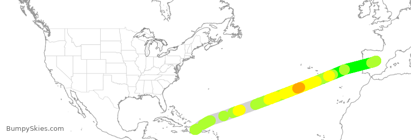 Turbulence forecast map for AEA088, SDQ to MAD
