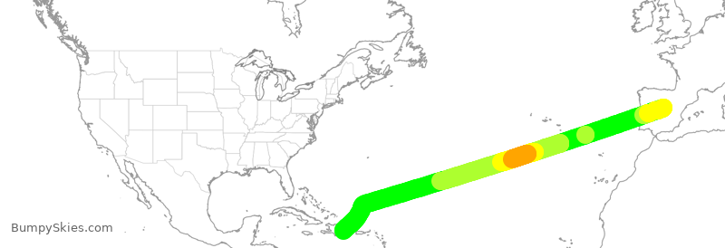 Turbulence forecast map for AEA089, MAD to SDQ