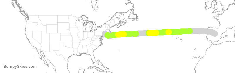 Turbulence forecast map for AEA092, JFK to MAD