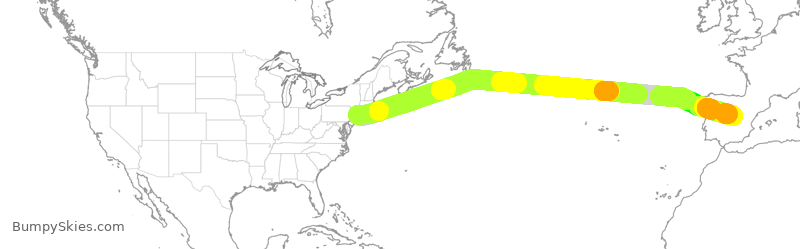 Turbulence forecast map for AEA094, JFK to MAD