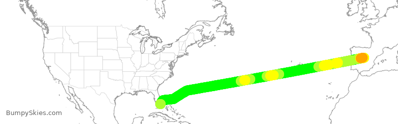 Turbulence forecast map for AEA097, MAD to MIA