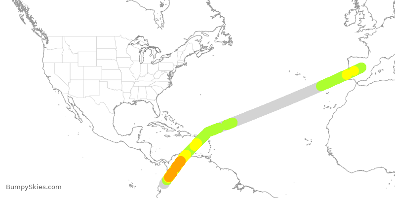 Turbulence forecast map for AEA137, MAD to UIO