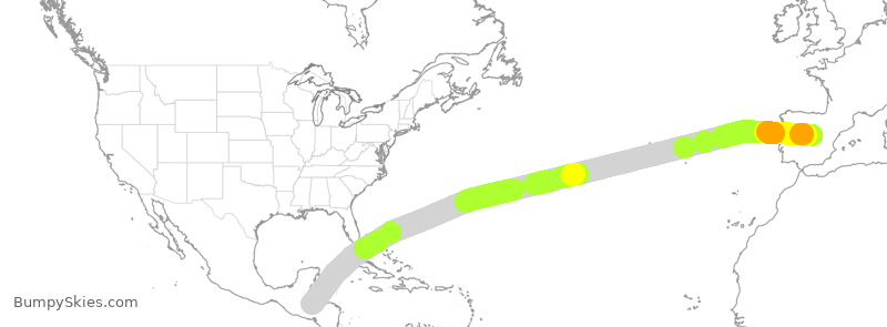 Turbulence forecast map for AEA15, MAD to SAP