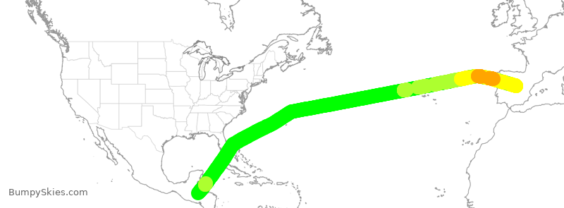 Turbulence forecast map for AEA16, SAP to MAD