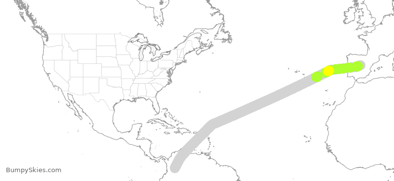 Turbulence forecast map for AEA194, BOG to MAD