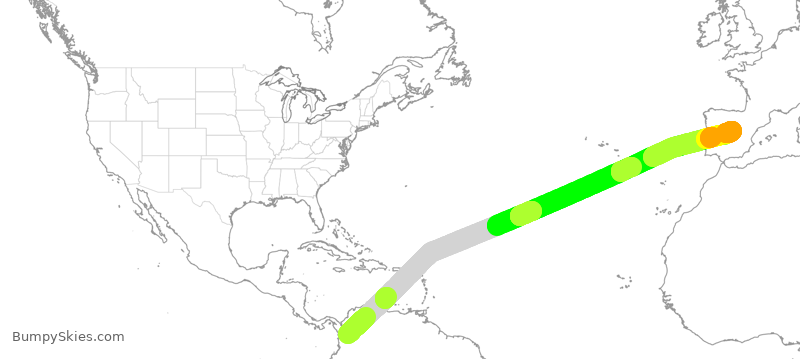 Turbulence forecast map for AEA198, KRG to EMD