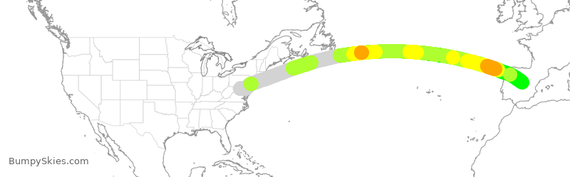 Turbulence forecast map for AEA802, IAD to MAD