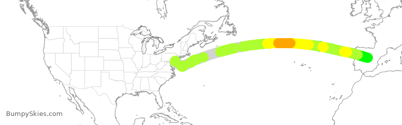 Turbulence forecast map for AEA804, PHL to MAD