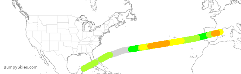 Turbulence forecast map for AEA828, MUN to EBL