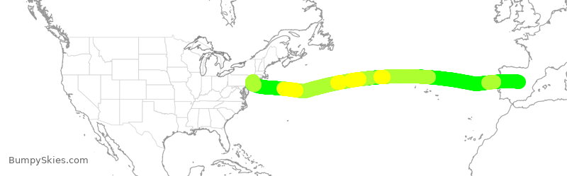 Turbulence forecast map for AEA91, MAD to JFK