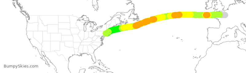 Turbulence forecast map for AFR004, CDG to JFK